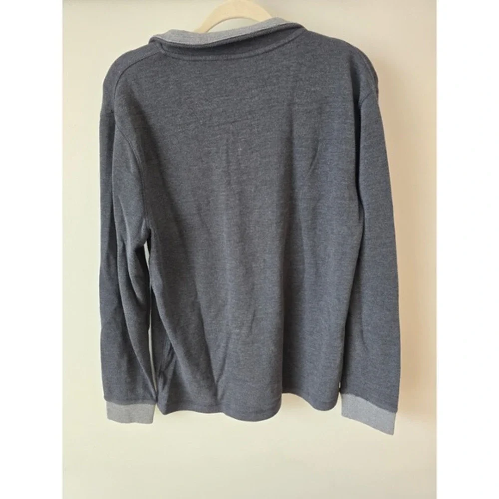 Banana Republic Mens Charcoal Grey Waffle Knit Long Sleeve Henley Shirt L‎